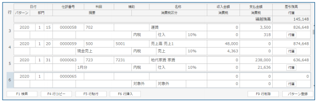 現預金入力データの変更・削除