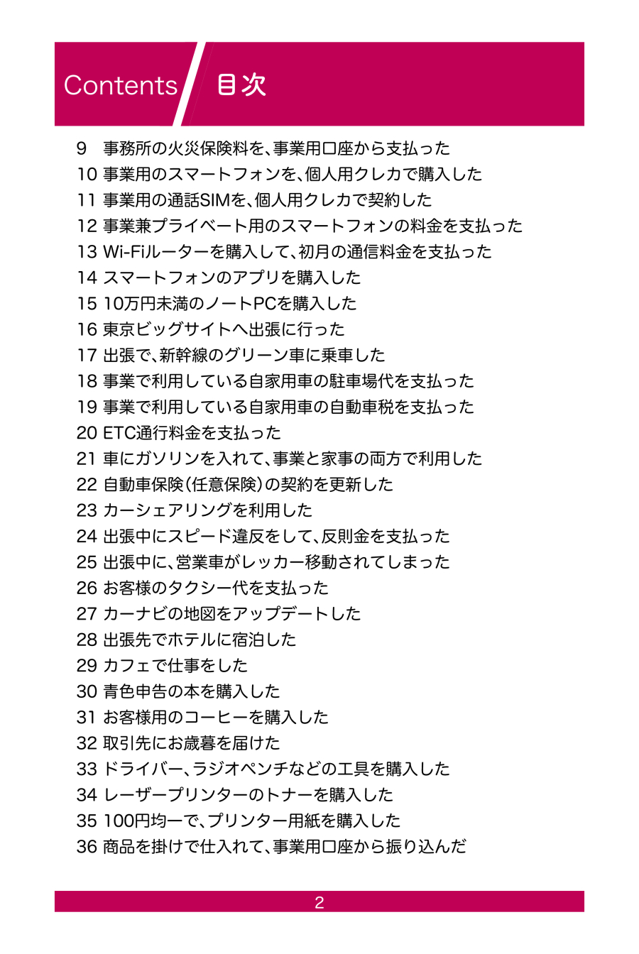 青色申告パーフェクトマニュアル目次