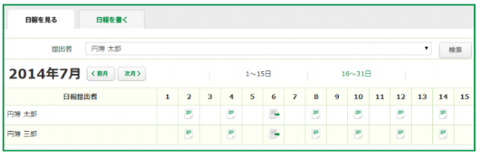 カレンダーの表示