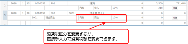 仕訳データの新規入力
