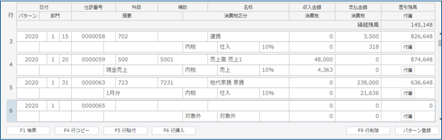 現預金入力データの変更・削除