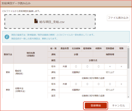支給項目データ読み込み画面