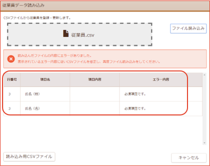 登録エラー画面