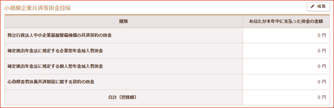 小規模企業共済等掛金控除の編集